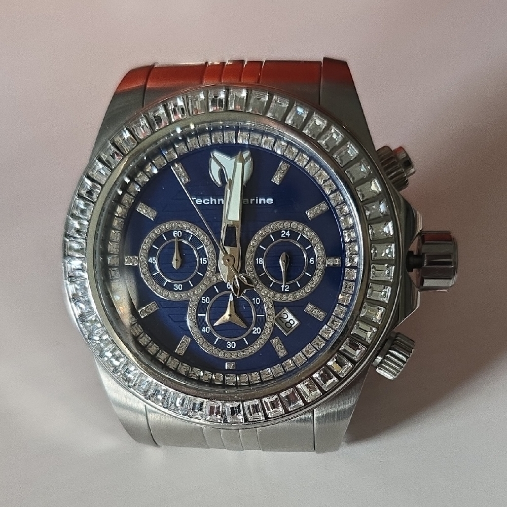 Technomarine Silver Chronograph with Blue Dial